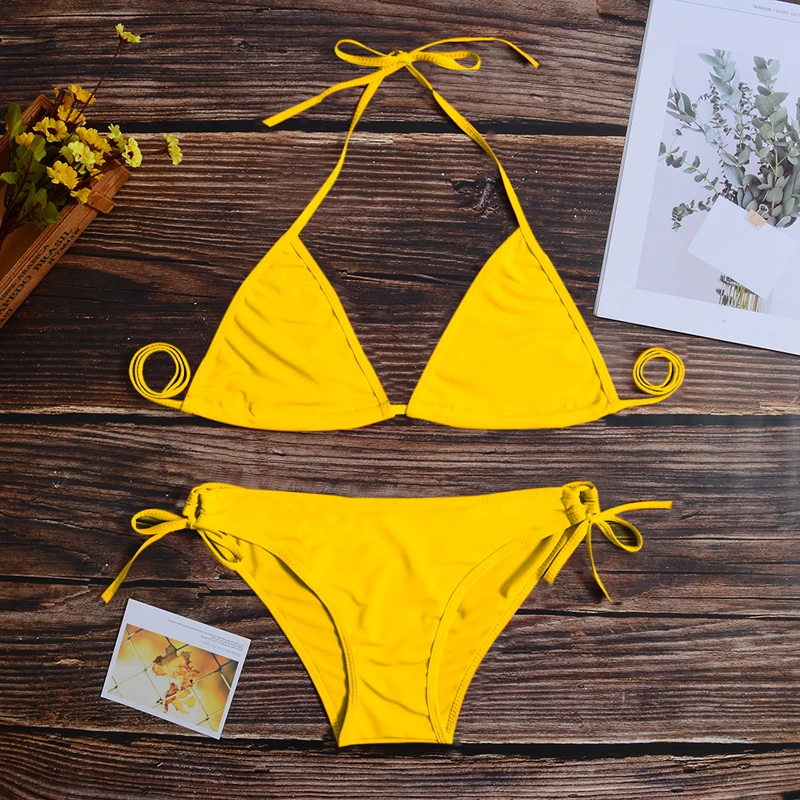 2019 Push Up Micro Bikini Set Swimwear Women Halter Low Waist Brazilian Shorts Solid Swim Suit For Women maillot de bain femme
2019 Push Up Micro Bikini Set Swimwear Women Halter Low Waist Brazilian Shorts Solid Swim Suit For Women maillot de bain femme