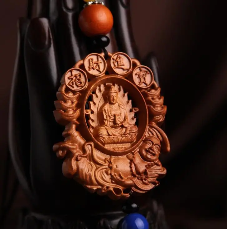 Chinese Peach Wood Carved Yuan Bao Guan Yin Kwan-yin Bodhisattva Maitreya Buddha Statue Exquisite Car Pendant Gift
Chinese Peach Wood Carved Yuan Bao Guan Yin Kwan-yin Bodhisattva Maitreya Buddha Statue Exquisite Car Pendant Gift