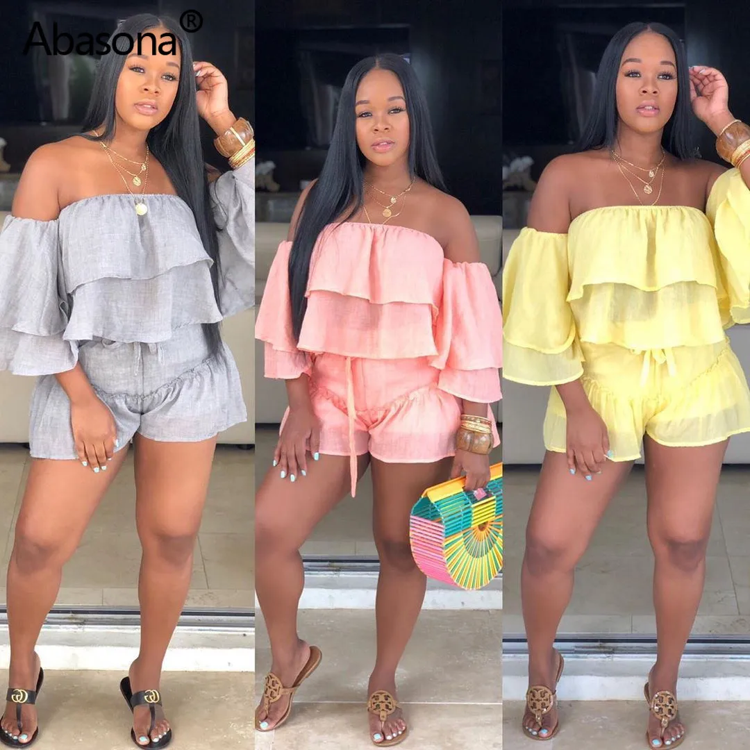 2019 Women Summer Off Shoulder Cascading Ruffles Sleeve Sexy Blouses Top & Shorts Suit Two Piece Set Fashion Beach Tracksuit
2019 Women Summer Off Shoulder Cascading Ruffles Sleeve Sexy Blouses Top & Shorts Suit Two Piece Set Fashion Beach Tracksuit