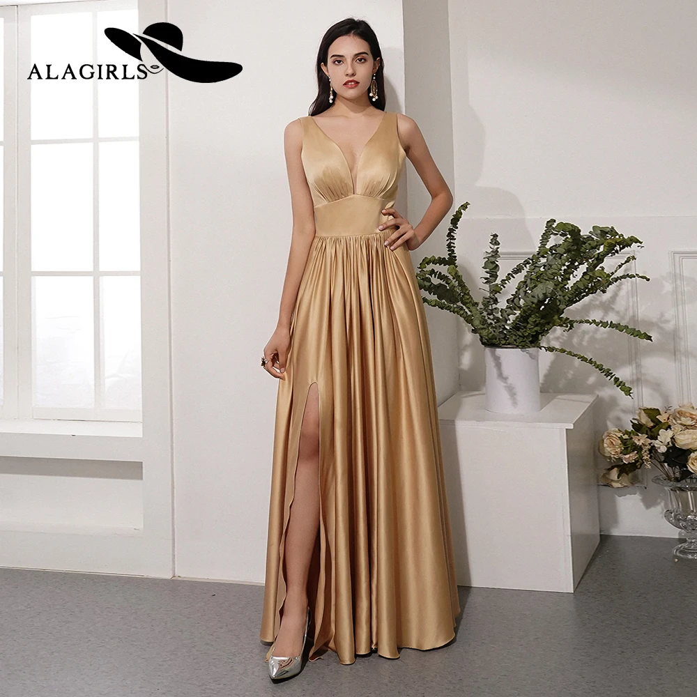 Alagirls Backless A Line Prom Dress Slit In Skirt Evening Dress 2019 New Design Formal Woman Party Dress Vestido de fiesta
Alagirls Backless A Line Prom Dress Slit In Skirt Evening Dress 2019 New Design Formal Woman Party Dress Vestido de fiesta