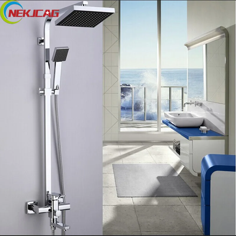 Polished Chrome 8" ABS Rainfall Swivel Spout Bath Shower Faucet System Wall Mount One Handle with Handshower
Polished Chrome 8" ABS Rainfall Swivel Spout Bath Shower Faucet System Wall Mount One Handle with Handshower