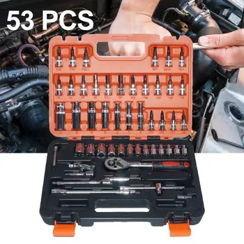New 53Pcs Chrome-vanadium Steel Combination Set Wrench Socket Spanner Screwdriver Household Motorcycle Car Repair Tool
New 53Pcs Chrome-vanadium Steel Combination Set Wrench Socket Spanner Screwdriver Household Motorcycle Car Repair Tool