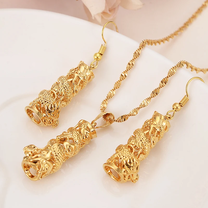Joyería conjuntos collar pendientes joyas de fiesta africana de color oro GIF árabe de boda