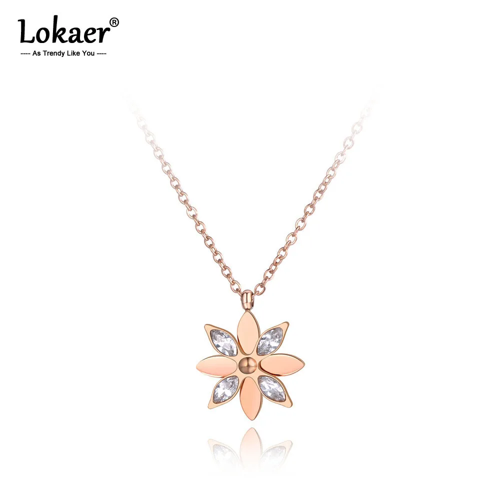 Lokaer Trendy OL Style Titanium Steel Love Flower Pendant Necklaces Jewelry CZ Crystal Choker Wedding Necklace For Women N19102
Lokaer Trendy OL Style Titanium Steel Love Flower Pendant Necklaces Jewelry CZ Crystal Choker Wedding Necklace For Women N19102