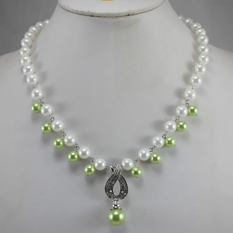 8mm white dotted with grass green shell pearl necklace and 14mm pendant necklace for valentine's day ##a #a
8mm white dotted with grass green shell pearl necklace and 14mm pendant necklace for valentine's day ##a #a
