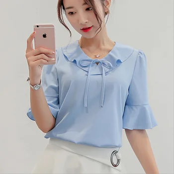 New Women Short Sleeve Casual Chiffon Blouse Fashion Korean Tops Elegant Women Clothes Streetwear Summer 2019 Women Blue Shirt
New Women Short Sleeve Casual Chiffon Blouse Fashion Korean Tops Elegant Women Clothes Streetwear Summer 2019 Women Blue Shirt