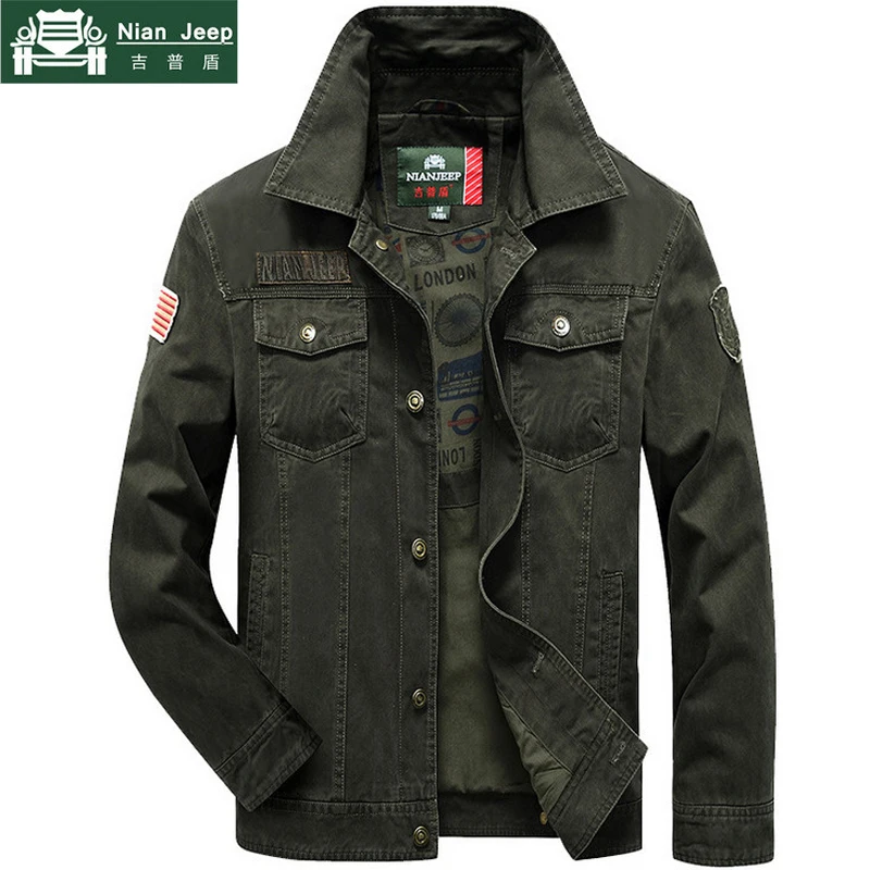NIANJEEP Jackets Men Spring Autumn Military Jacket Plus Size 4XL Casual Turn-down Collar Solid Coats Men bomber jackets
NIANJEEP Jackets Men Spring Autumn Military Jacket Plus Size 4XL Casual Turn-down Collar Solid Coats Men bomber jackets