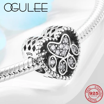 925 Sterling Silver Footprint of love Dog paw print Heart beads Accessories Fit Original Pandora Charm Bracelet Jewelry making 
925 Sterling Silver Footprint of love Dog paw print Heart beads Accessories Fit Original Pandora Charm Bracelet Jewelry making