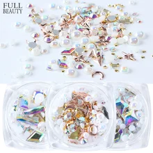 1 boîte alliage Nail Art décorations perles mélangées AB cristaux strass 3D Design manucure Gel vernis acrylique bijoux CH1018(China)