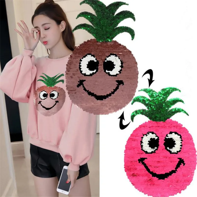 T-shirt Girl Patch 245mm pineapple flip double sided Patches for clothing Reversible change color sequins T shirt Stickers
T-shirt Girl Patch 245mm pineapple flip double sided Patches for clothing Reversible change color sequins T shirt Stickers