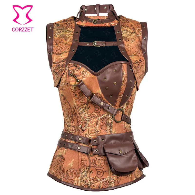 Brown Steel Boned Corsets And Bustiers Vintage Steampunk Clothing Gothic Corset Jacket Sexy Corpetes E Corselet Plus Size S-6XL
Brown Steel Boned Corsets And Bustiers Vintage Steampunk Clothing Gothic Corset Jacket Sexy Corpetes E Corselet Plus Size S-6XL