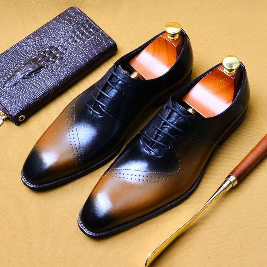 Summer Design Genuine Leather Formal Dress Breathable Brogue Shoes Square Toe Handmade Men's Retro Wedding Party Oxfords AS115
Summer Design Genuine Leather Formal Dress Breathable Brogue Shoes Square Toe Handmade Men's Retro Wedding Party Oxfords AS115