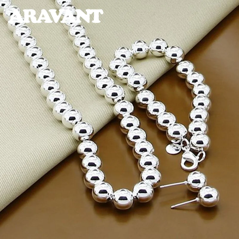 925 Silver Wedding Jewelry Sets For Women Beads Jewelry Set 10MM Bead Bracelet Necklace Chains Earring
925 Silver Wedding Jewelry Sets For Women Beads Jewelry Set 10MM Bead Bracelet Necklace Chains Earring