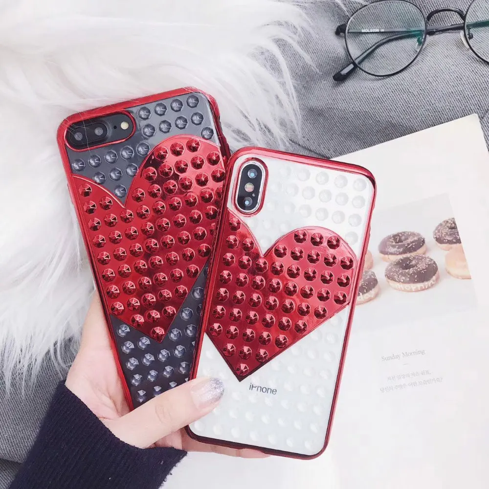 Boucho Electroplate Rivet LOVE heart Cases For iPhone X Soft TPU Pretty Phone Case For iphone 7 6 6S 8 Plus Back Cover Coque
Boucho Electroplate Rivet LOVE heart Cases For iPhone X Soft TPU Pretty Phone Case For iphone 7 6 6S 8 Plus Back Cover Coque
