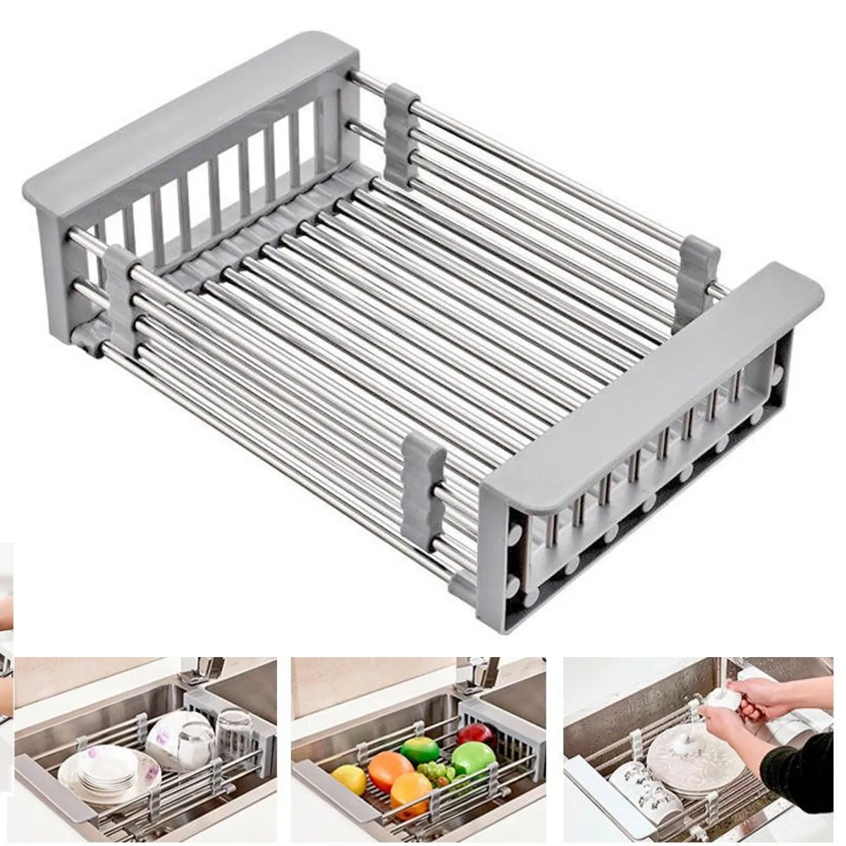 Adjustable Sink Dish Drying Rack Kitchen Organizer Stainless Steel Sink Drain Basket Vegetable Fruit Holder Storage Rack
Adjustable Sink Dish Drying Rack Kitchen Organizer Stainless Steel Sink Drain Basket Vegetable Fruit Holder Storage Rack