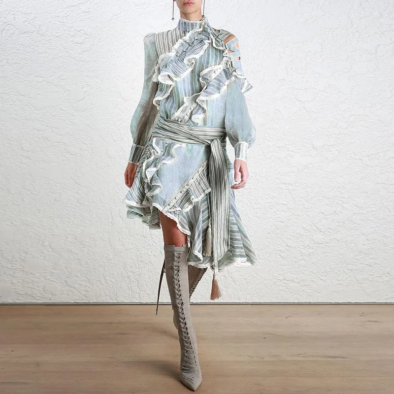 2018 Euramerican Spring Summer New Fashion Polyester High Street Asymmetrical Striped Full Sleeve Sashes Knee-Length Lady Dress
2018 Euramerican Spring Summer New Fashion Polyester High Street Asymmetrical Striped Full Sleeve Sashes Knee-Length Lady Dress