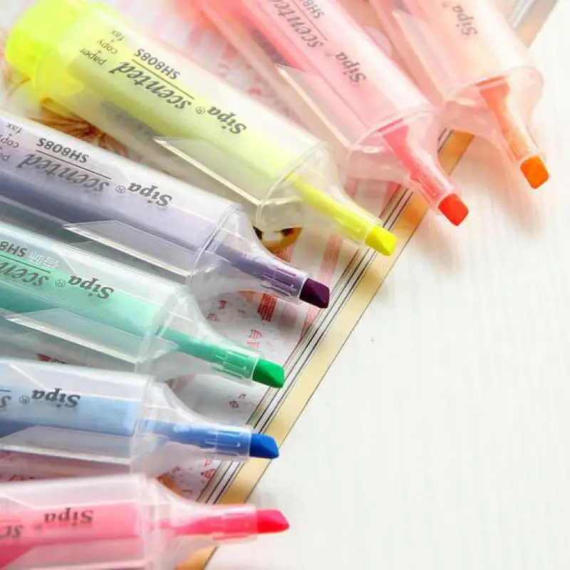 6pcs Flavor Highlighters Pen Colour Marking Pen Cute Stationery Multi-colour Candy Colour Fluorescent Pens
6pcs Flavor Highlighters Pen Colour Marking Pen Cute Stationery Multi-colour Candy Colour Fluorescent Pens