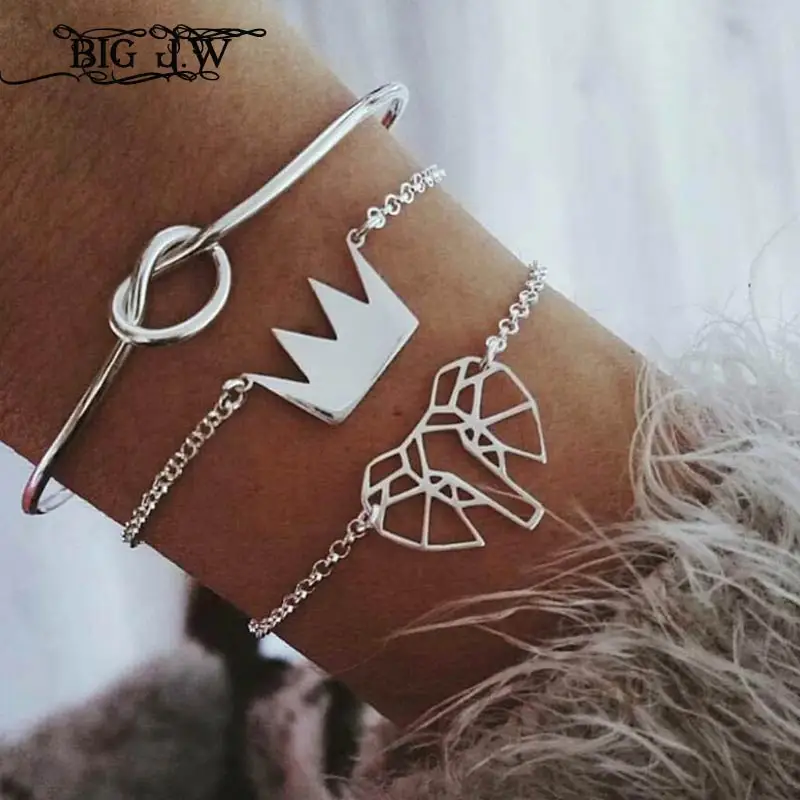 BIG J.W 3 Pcs/Set Antique Silver Hollow Elephant Crown Knot Charm Bracelets set for Women Friendship Bracelets Bangle Jewelry
BIG J.W 3 Pcs/Set Antique Silver Hollow Elephant Crown Knot Charm Bracelets set for Women Friendship Bracelets Bangle Jewelry