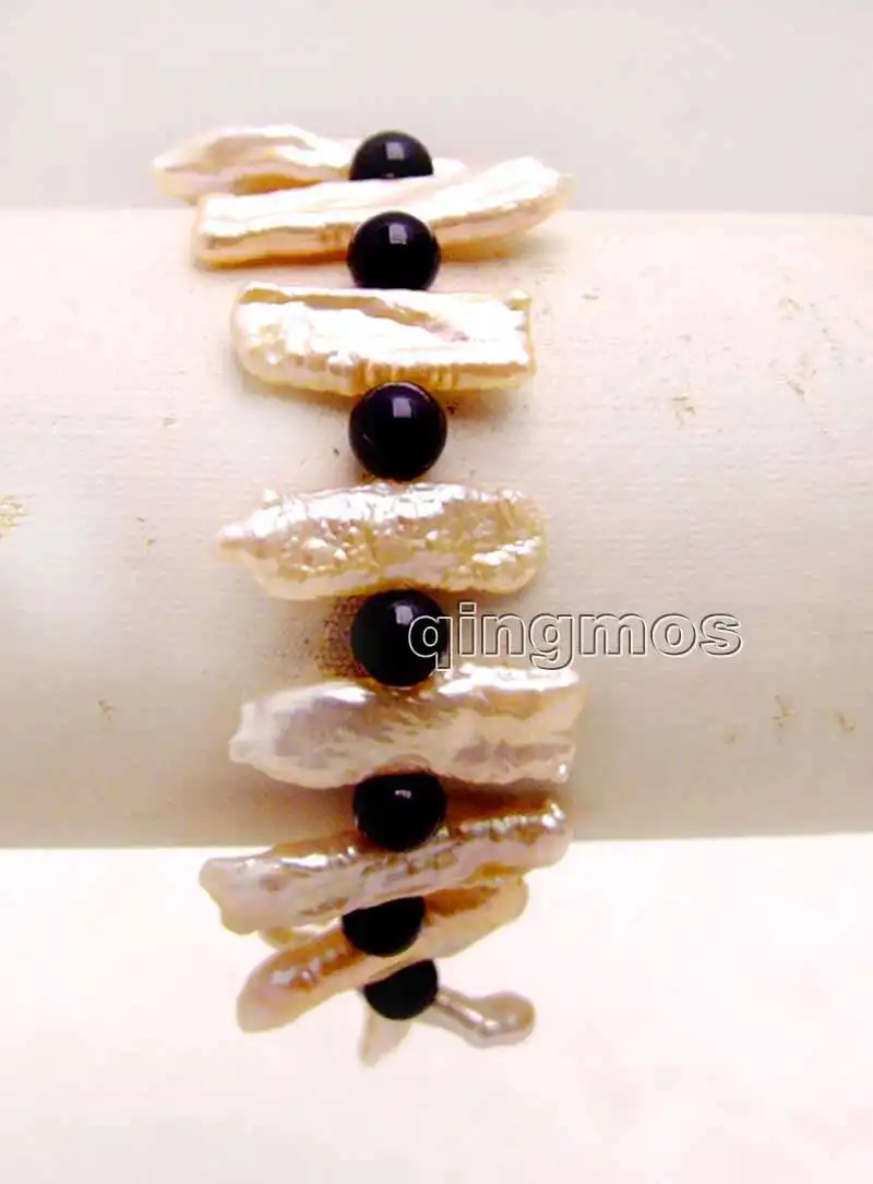 Big 15-25mm Pink Natural Freshwater Biwa Pearl and 6mm Round Black stone 7.5'' Bracelet-bra338
Big 15-25mm Pink Natural Freshwater Biwa Pearl and 6mm Round Black stone 7.5'' Bracelet-bra338