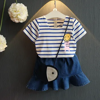Summer Style Girls Sets 2Pcs Girls Clothes Children Cotton Stripe T-shirt+ Denim Skirt Children Clothing Party Princess Dress
Summer Style Girls Sets 2Pcs Girls Clothes Children Cotton Stripe T-shirt+ Denim Skirt Children Clothing Party Princess Dress