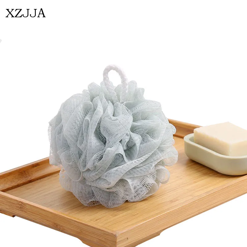 

XZJJA Pure Color Mesh Bath Ball Large Bath Flower Bathroom Foaming Tools For Body Wisp Dry Brush Exfoliation Cleaning Equipment