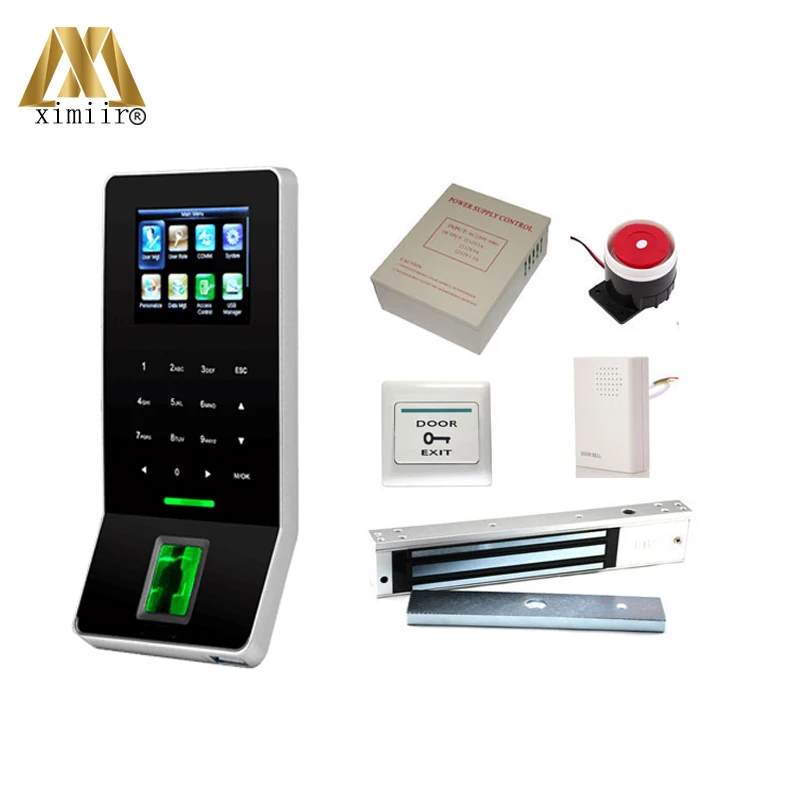Fingerprint door access control system F22 time attendance machine kit with lock, power supply, release switch, bracket, alarm
Fingerprint door access control system F22 time attendance machine kit with lock, power supply, release switch, bracket, alarm