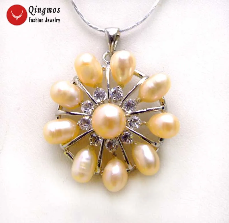 Qingmos 32mm Flower Natural Pearl Pendant Necklace for Women with Pink Rice Pearl 17" Silver Plated Chokers Necklace Chain 6239
Qingmos 32mm Flower Natural Pearl Pendant Necklace for Women with Pink Rice Pearl 17" Silver Plated Chokers Necklace Chain 6239