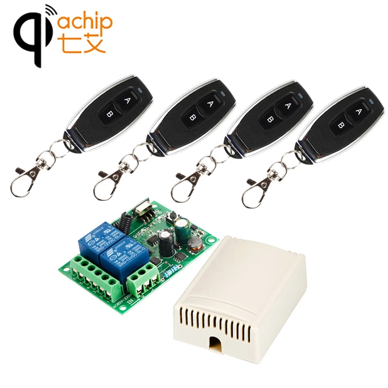 QIACHIP 2CH AC 110V 220V 433Mhz Wireless Remote Control Switch Relay Receiver & 4 Pcs Transmitter For Light Gate Car Garage Door
QIACHIP 2CH AC 110V 220V 433Mhz Wireless Remote Control Switch Relay Receiver & 4 Pcs Transmitter For Light Gate Car Garage Door