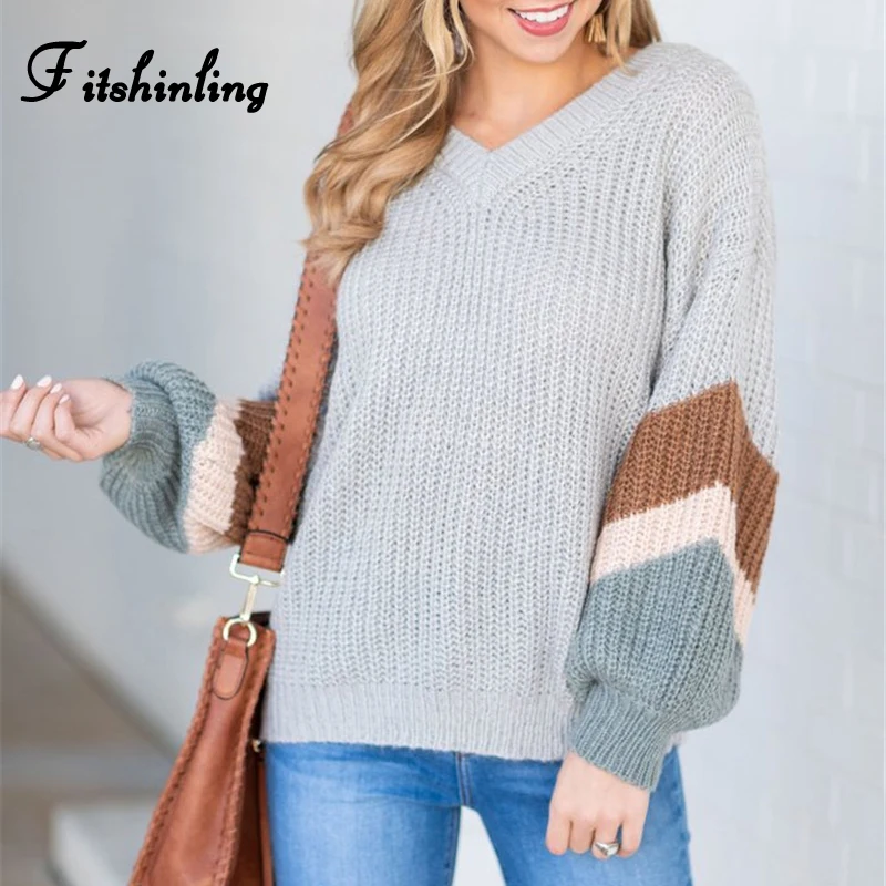 Fitshinling Casual New Women's Sweaters Winter Autumn Pullovers Knitwear Striped Long Sleeve Jumper Female V neck Grey Sweater
Fitshinling Casual New Women's Sweaters Winter Autumn Pullovers Knitwear Striped Long Sleeve Jumper Female V neck Grey Sweater