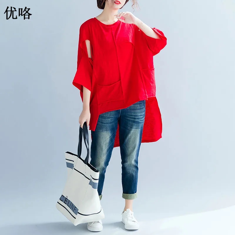 Plus Size Cotton Women Basic T Shirt Female Casual Loose Batwing Tee Shirt Femme Big Spliced Long Tunic Shirt 4XL 5XL 6XL 2019
Plus Size Cotton Women Basic T Shirt Female Casual Loose Batwing Tee Shirt Femme Big Spliced Long Tunic Shirt 4XL 5XL 6XL 2019