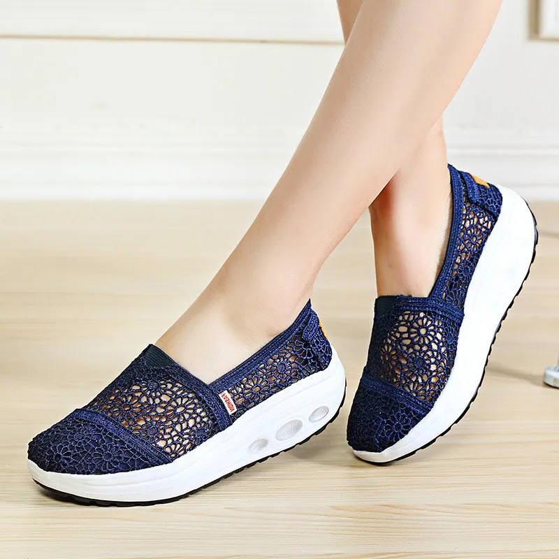 Women Wedge Shoes Casual Shoes Light Weight Lace Hollow Out Thick Bottom Summer Spring Sneakers Solid Color Lady Loafers 35-40
Women Wedge Shoes Casual Shoes Light Weight Lace Hollow Out Thick Bottom Summer Spring Sneakers Solid Color Lady Loafers 35-40