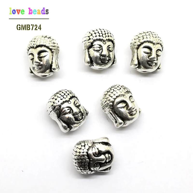 

10pcsTibetan Silver 10x8mm Buddha Head Spacer Beads Metal Charms for Jewelry Making (W03536)