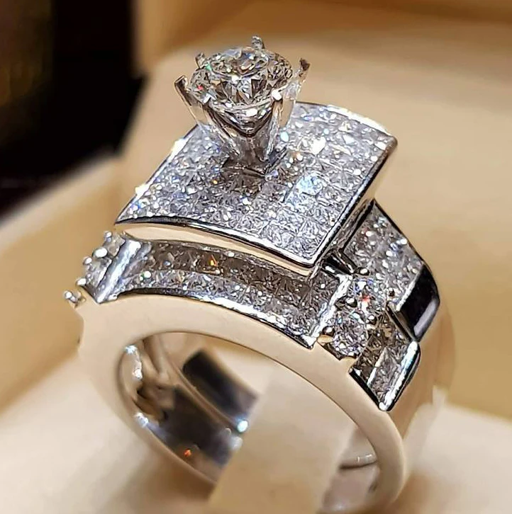 Brand Luxury Female Big Ring Set Fashion 925 Silver Love Bridal Promise Engagement Ring Vintage Zircon Stone Rings For Women
Brand Luxury Female Big Ring Set Fashion 925 Silver Love Bridal Promise Engagement Ring Vintage Zircon Stone Rings For Women