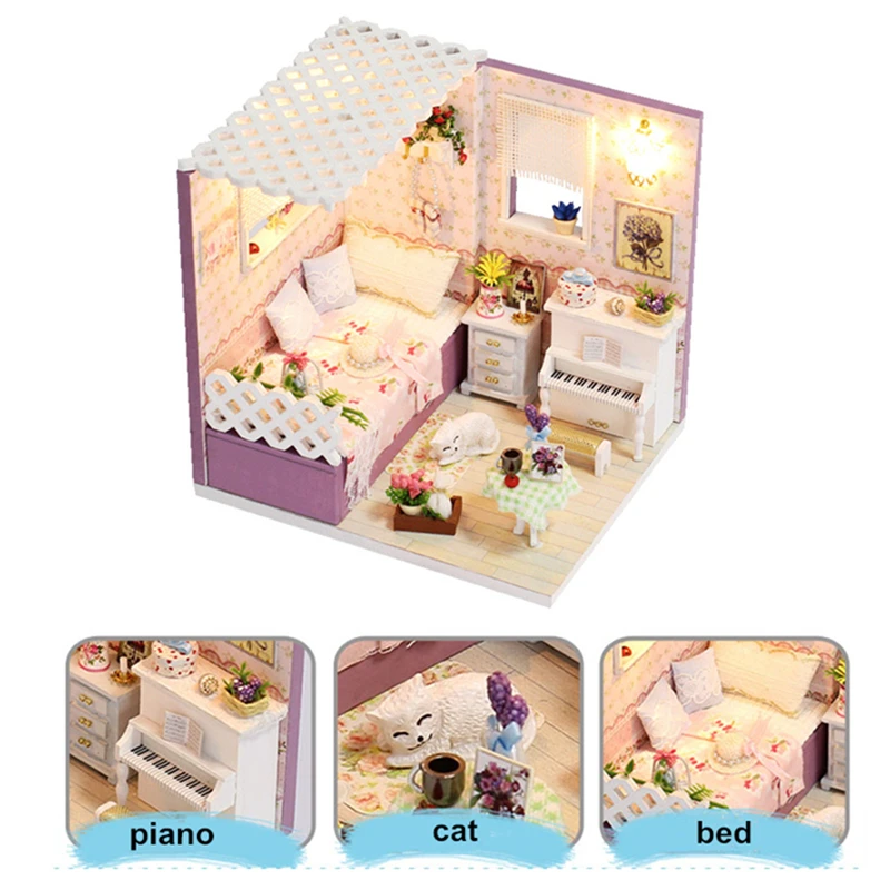DIY Miniature Dollhouse Wooden Toy Furniture With LED Light Doll House Kids Room Decor Educational Toys Children Birthday Gifts
DIY Miniature Dollhouse Wooden Toy Furniture With LED Light Doll House Kids Room Decor Educational Toys Children Birthday Gifts