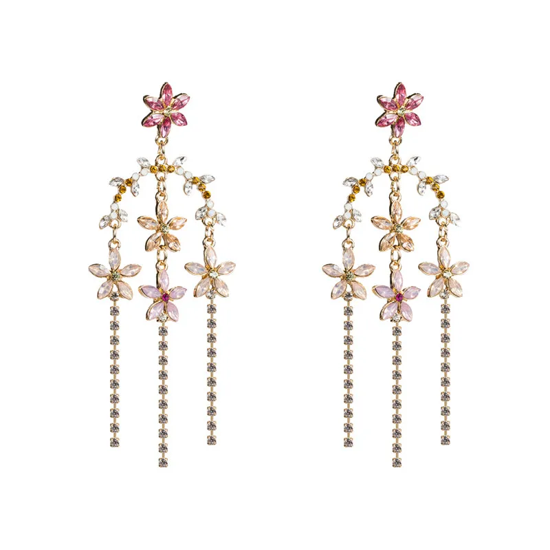Korean Elegant Colorful Shiny Crystal Flower Drop Earrings Long Tassel Dangle Earrings Women Girl Super Fairy Jewelry EC1902
Korean Elegant Colorful Shiny Crystal Flower Drop Earrings Long Tassel Dangle Earrings Women Girl Super Fairy Jewelry EC1902