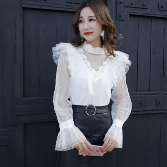 Women Summer 2019 Spring Blouse Sweet Dot Backless Lace Shirt Female Long Sleeve Lace Up Mesh Blouses Short Tops Oversized DV5
Women Summer 2019 Spring Blouse Sweet Dot Backless Lace Shirt Female Long Sleeve Lace Up Mesh Blouses Short Tops Oversized DV5