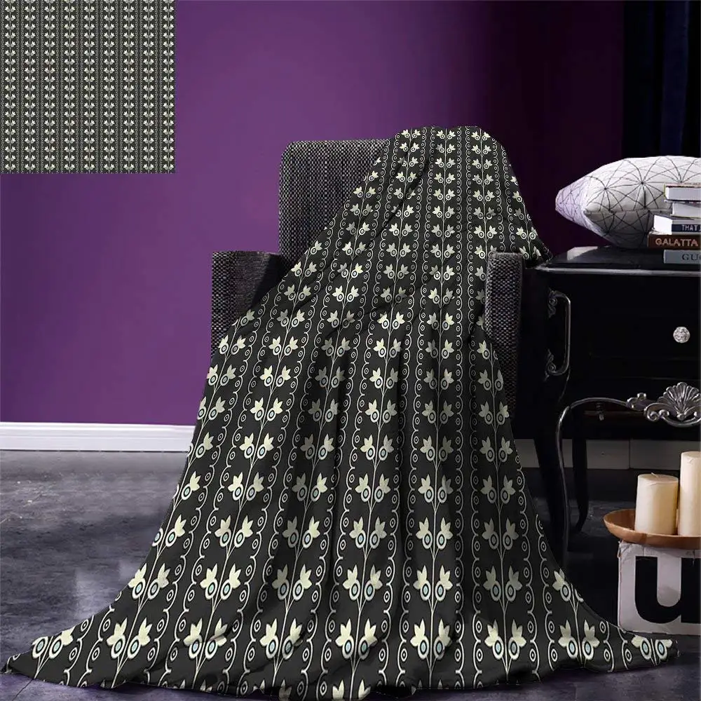 Floral Throw Pale Blue Spring Flowers with Leaves on Branches Vertical Wavy Pattern Warm Microfiber Blanket
Floral Throw Pale Blue Spring Flowers with Leaves on Branches Vertical Wavy Pattern Warm Microfiber Blanket
