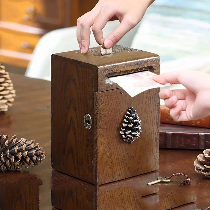 13*19cm Acorn Pinecone Wooden Piggy Bank Retro Nostalgia Money boxes Storage Box Home Ornaments Holiday Birthday Gift For Kids
13*19cm Acorn Pinecone Wooden Piggy Bank Retro Nostalgia Money boxes Storage Box Home Ornaments Holiday Birthday Gift For Kids
