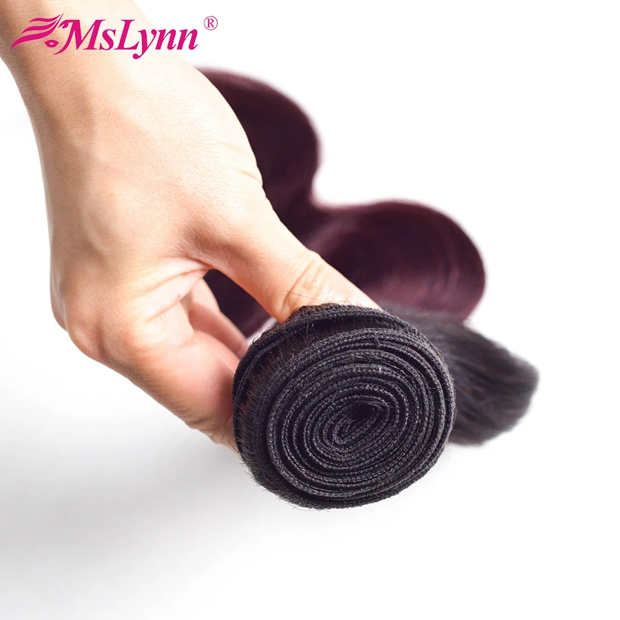 altMslynn Hair Peruvian Body Wave Ombre Hair 3 Bundles Deal 1b/Burgundy Two Tone 100% Human Hair Weave Bundles Non Remy Hair 1b 99j