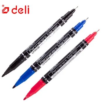Deli 3pcs Twin Tip Permanent Markers Fine Point Black, Blue, Red Ink Mark Pens 0.5mm-1mm Smooth Writing Marker School Supplies
Deli 3pcs Twin Tip Permanent Markers Fine Point Black, Blue, Red Ink Mark Pens 0.5mm-1mm Smooth Writing Marker School Supplies