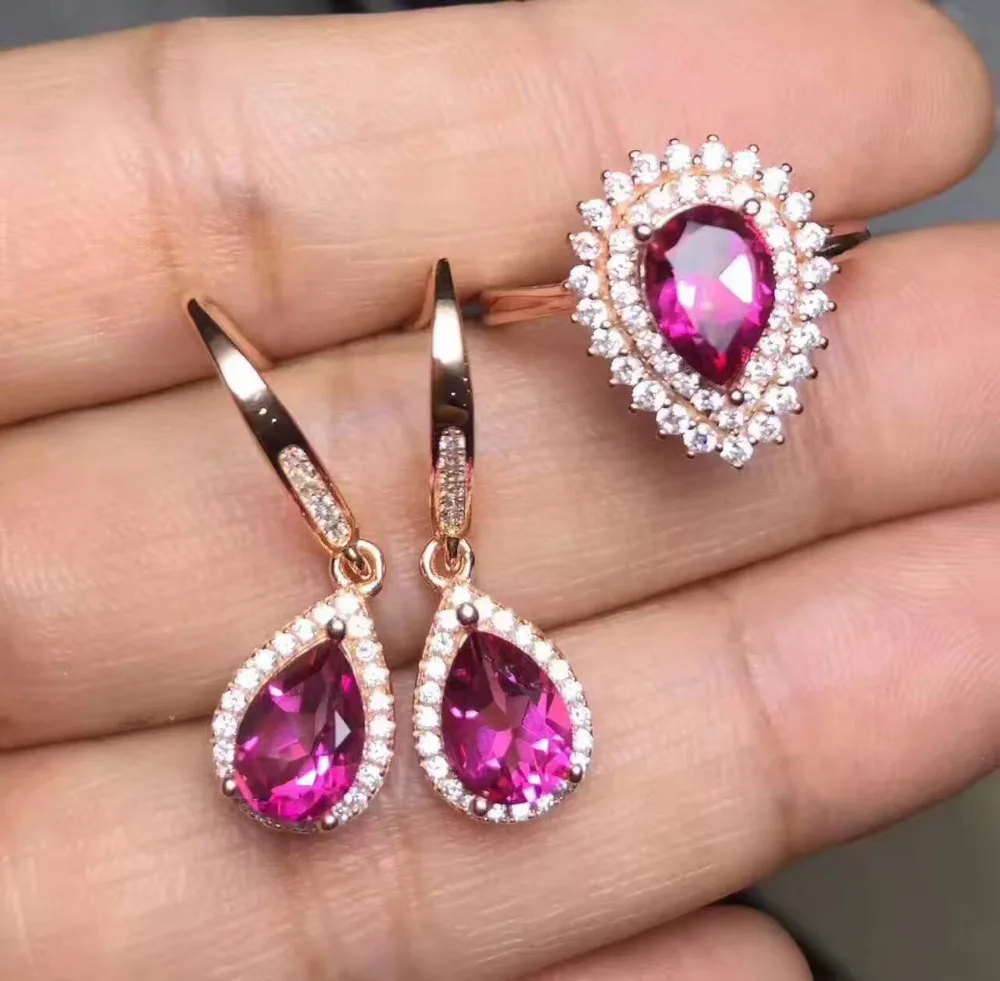 Natural pink topaz gem Ring eardrop Natural Gemstone Jewelry Set 925 Silver Fashion Elegant Water droplets Women earrings Ring
Natural pink topaz gem Ring eardrop Natural Gemstone Jewelry Set 925 Silver Fashion Elegant Water droplets Women earrings Ring