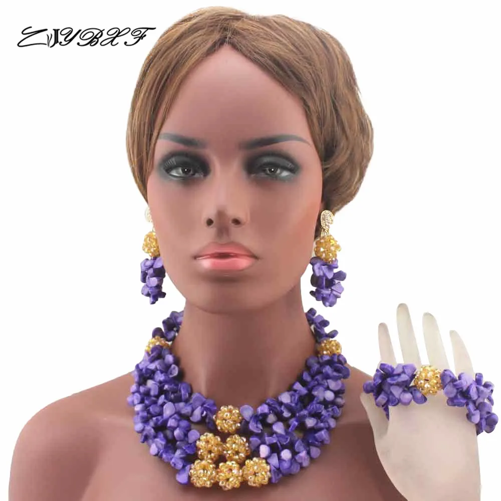 

Marvelous Purple Coral Beads Nigerian Bridal Jewelry Sets Coffee Balls African Wedding Necklace Jewelry Set Free Shipping HD8032