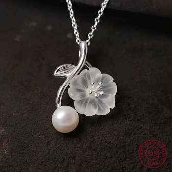 925 Sterling Silver Necklaces For Women Leaf Flower Crystal Pendant Long Chain Original Lotus Pearl Necklace Fine Jewelry YN7
925 Sterling Silver Necklaces For Women Leaf Flower Crystal Pendant Long Chain Original Lotus Pearl Necklace Fine Jewelry YN7