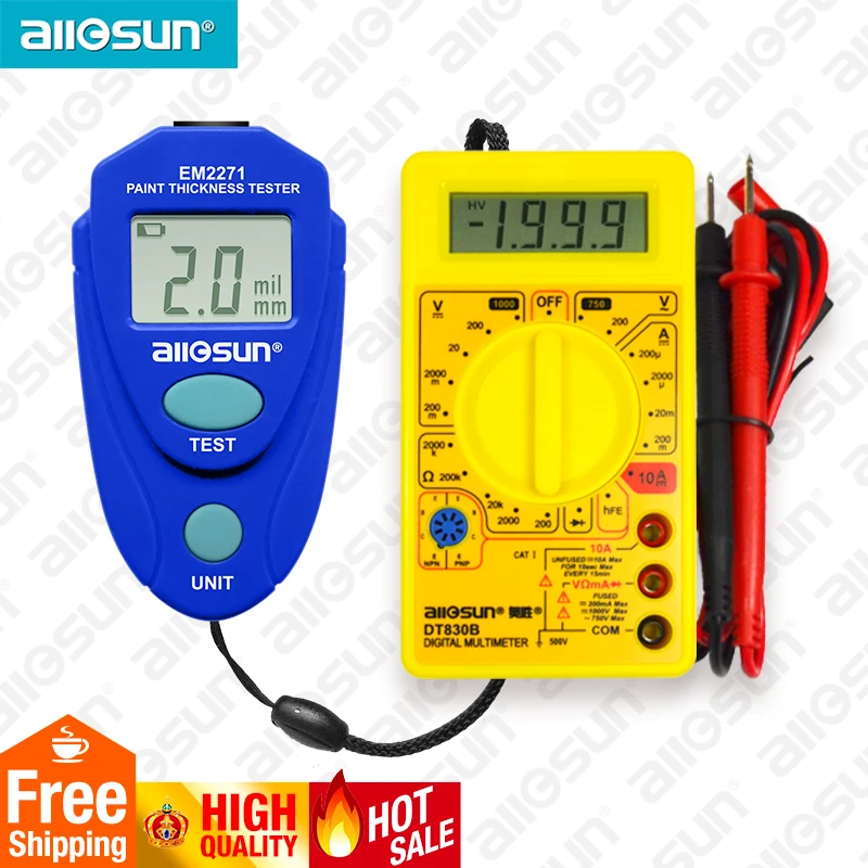 all-sun Digital Thickness Gauge Coating Meter Car Thickness Meter EM2271 + Digital Multimeter DT830B
all-sun Digital Thickness Gauge Coating Meter Car Thickness Meter EM2271 + Digital Multimeter DT830B