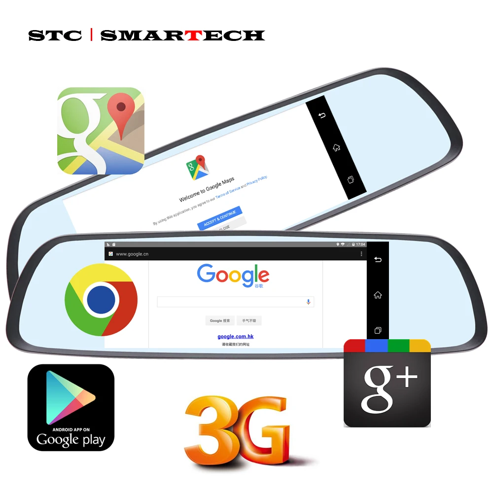 SMARTECH Android 3G Зеркало заднего вида DVR gps навигации 6 86 дюймов ips HD экран 1080P full двойной