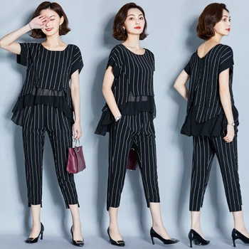 Large Size 4xl Women's Summer Suit Vertical Striped Year-old Female Costume Casual Ensemble Femme Deux Pieces Tracksuit Ukraine
Large Size 4xl Women's Summer Suit Vertical Striped Year-old Female Costume Casual Ensemble Femme Deux Pieces Tracksuit Ukraine