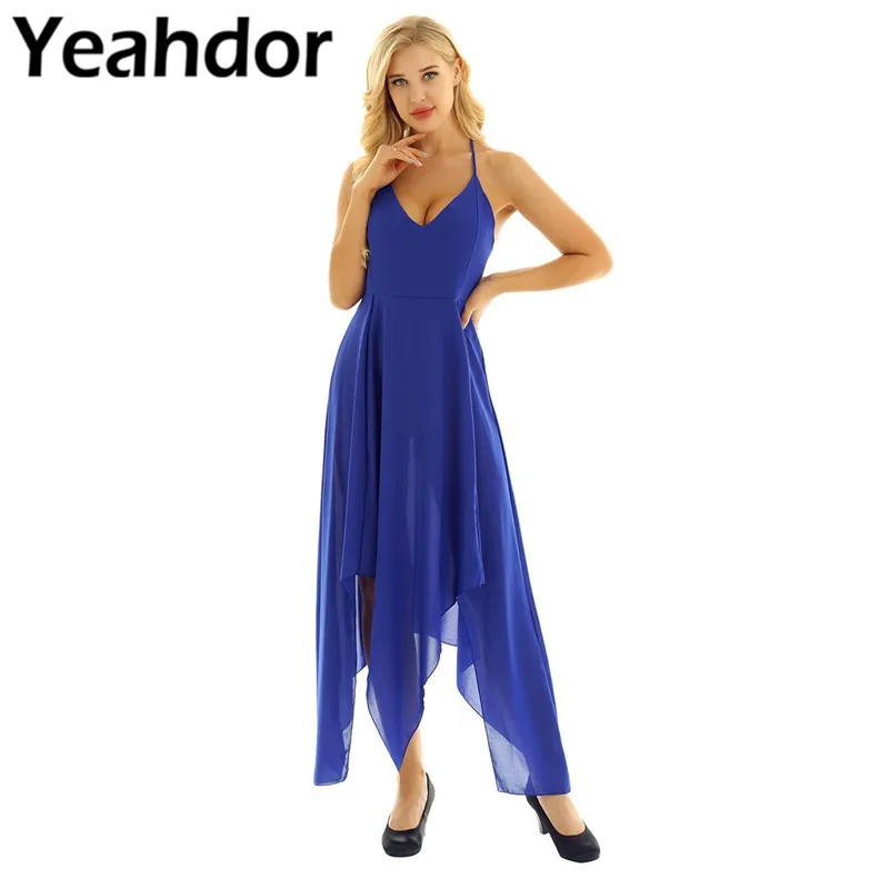 Women Spaghetti Straps Deep V-Neck Low Back Irregular Long Maxi Cocktail Dress Summer Chiffon Beach Dress Casual Party Sundress
Women Spaghetti Straps Deep V-Neck Low Back Irregular Long Maxi Cocktail Dress Summer Chiffon Beach Dress Casual Party Sundress