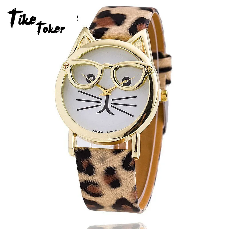TIke Toker Hot Sale Glasses Cat Watch Fashion Leather Strap Wrist Watch Women Quartz Watches Reloj Mujer Relogio Feminino Clock
TIke Toker Hot Sale Glasses Cat Watch Fashion Leather Strap Wrist Watch Women Quartz Watches Reloj Mujer Relogio Feminino Clock
