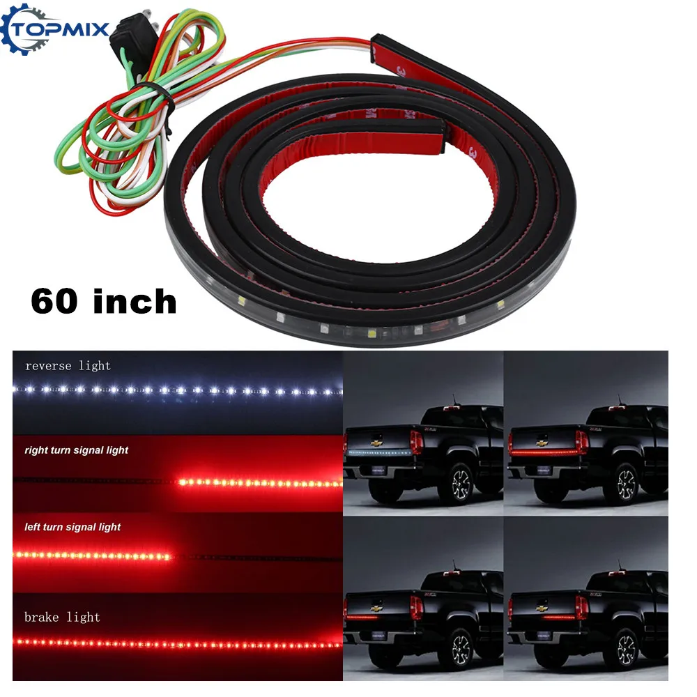60 inch Red/White Flexible 5-Function Tailgate LED Strip Bar Brake Reverse Running Turn Signal Light for Pickup Car Truck SUV
60 inch Red/White Flexible 5-Function Tailgate LED Strip Bar Brake Reverse Running Turn Signal Light for Pickup Car Truck SUV