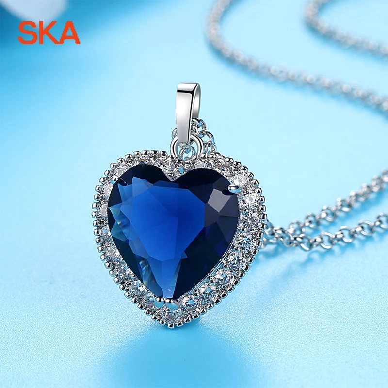 SKA Necklace Of Clavicle Luxurious Pendant Necklaces For Women Heart Of The Ocean Bijoux Silver Color Chain Jewelry Kolye N325
SKA Necklace Of Clavicle Luxurious Pendant Necklaces For Women Heart Of The Ocean Bijoux Silver Color Chain Jewelry Kolye N325